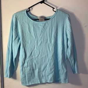 Baby Blue Ribbed Quarter Sleeve